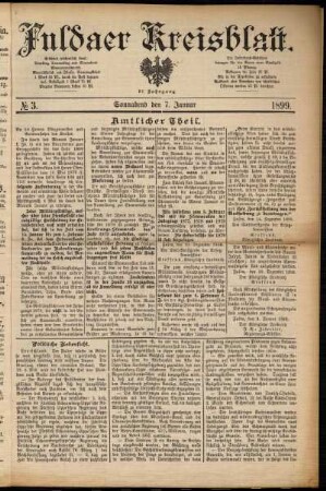 Erste Ausgabe vom Samstag, den 07. Januar 1899.
