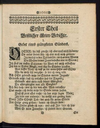 Erster Theil Geistlicher Reim-Gedichte.