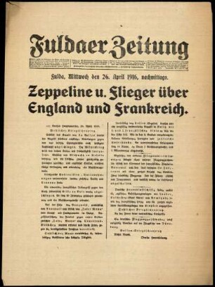 Zweite Ausgabe vom Mittwoch, den 26. April 1916.