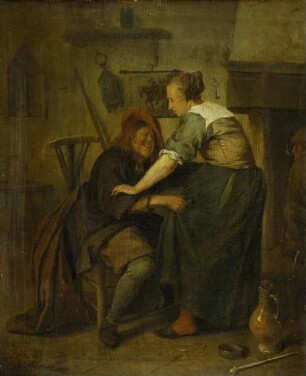 Wirtshaus mit Gast und Schankmagd ("Der aufdringliche Gast")