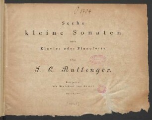 Sechs kleine Sonaten fürs Klavier oder Pianoforte
