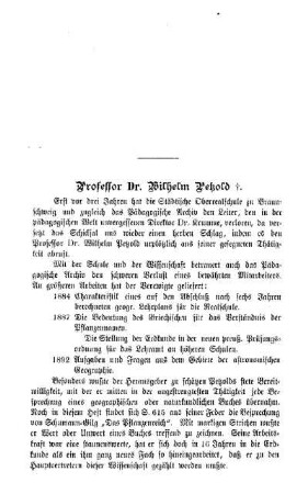 Professor Dr. Wilhelm Petzold