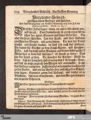 Vierzehendes Gespräch, am fünfften Sonntag nach der Erscheinung Christi.