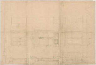 Thiersch, August ; München, Georgenstr. 4; Wohnhaus Steinmetz - Vorderhaus (Grundriss, Schnitt)