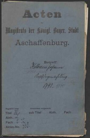 Abgelehntes Gesuch des Schlossergesellen Johann Kolloseus um die Bürgerrechtsverleihung und die Annahme als Schlossermeister