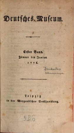 Deutsches Museum : auf das Jahr .... 1776,1