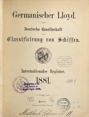 Internationales Register. 1881