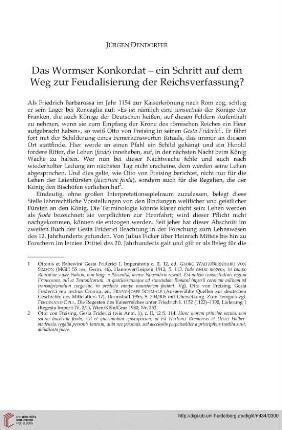 Das Wormser Konkordat – ein Schritt auf dem Weg zur Feudalisierung der Reichsverfassung?