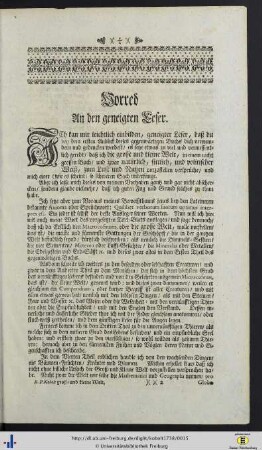 Vorred an den geneigten Leser.