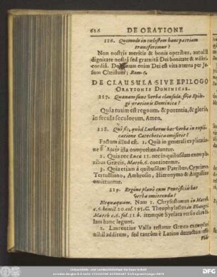 De Clausula Sive Epilogo Orationis Dominicae.