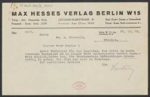 Brief an Alfred Einstein : 27.11.1925