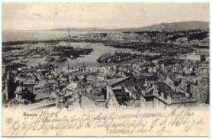 Blick auf den Hafen von Genua, Postkarte von der parlamentarischen Studienreise nach Ostasien des Reichstagsabgeordneten Dr. Georg Lucas