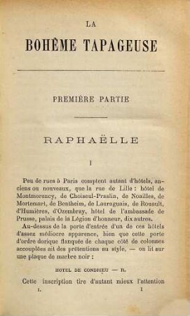 La Bohême tapageuse, 1