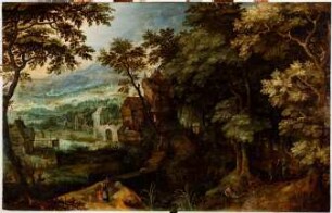 Waldlandschaft mit dem Gang nach Emmaus