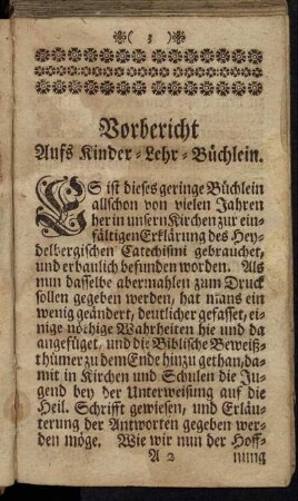 Vorbericht aufs Kinder-Lehr-Büchlein.