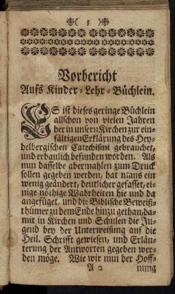 Vorbericht aufs Kinder-Lehr-Büchlein.