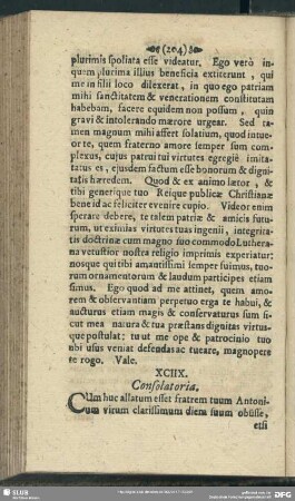[Epistolae Consolatoriae]