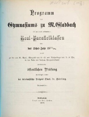 Programm. 1877/78