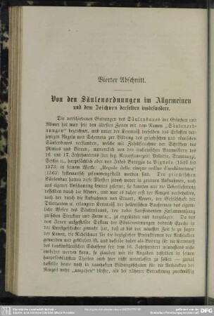 Vierter Abschnitt. Von den Säulenordnungen im Allgemeinen und dem Zeichnen derselben insbesondere