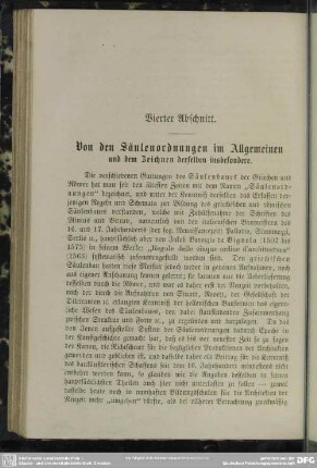 Vierter Abschnitt. Von den Säulenordnungen im Allgemeinen und dem Zeichnen derselben insbesondere