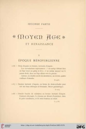 I. Époque Mérovingienne (No. 1166 - 1172)