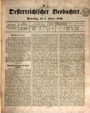Der Oesterreichische Beobachter. 1846,1/6