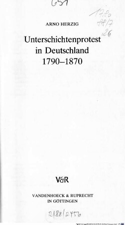 Unterschichtenprotest in Deutschland : 1790 - 1870