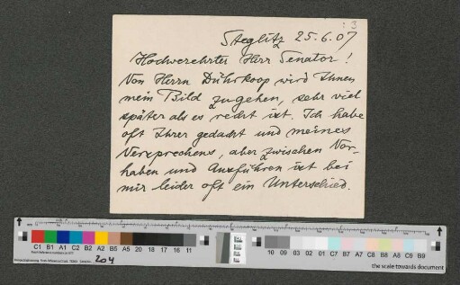 Briefkarte an Werner von Melle