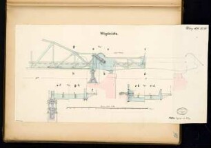 Wippbrücke Monatskonkurrenz März 1879: Schnitte (Konstruktion) 1:40; Maßstabsleiste