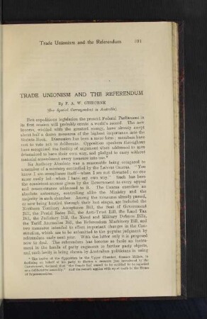 Trade Unionism and the Referendum