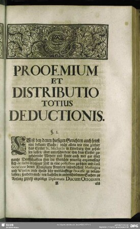 Prooemium Et Distributio Totius Deductionis