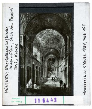 München: Allerheiligen-Hofkirche, Inneres. Stich von Poppel