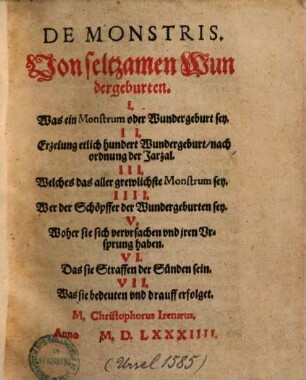 De monstris : von seltzamen Wundergeburten