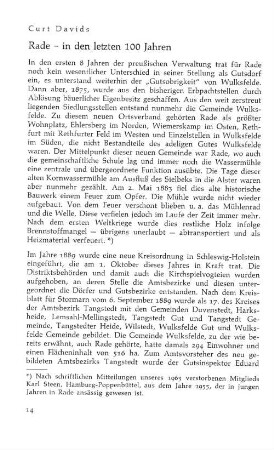 Rade - in den letzten 100 Jahren
