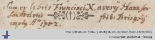 [Provenienz]: Hannser, Franz Xaver