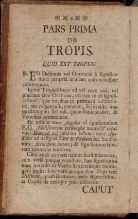 Pars Prima De Tropis.