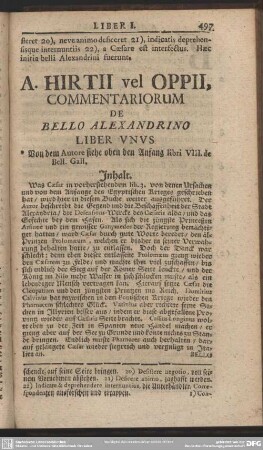 A. Hirtii vel Oppii, Commentariorum De Bello Alexandrino