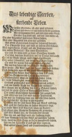 Das lebendige Sterben, und sterbende Leben