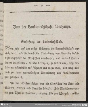 Von der Landwirthschaft überhaupt