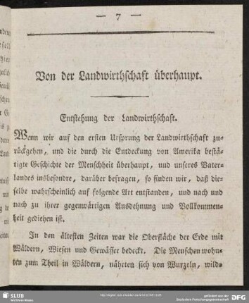 Von der Landwirthschaft überhaupt