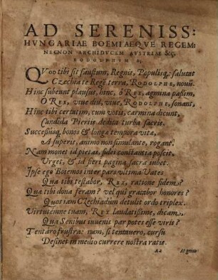 Carmen Pro Felici Serenissimi Hungariae Regis ... Rodolphi In Regem Boemiae inauguratione ...