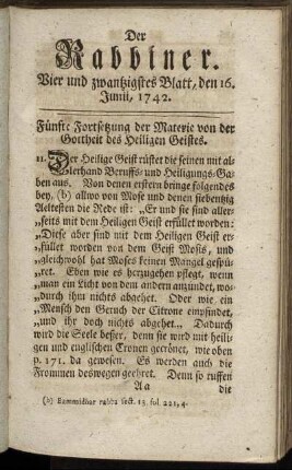 Vier und zwanzigstes Blatt, den 16. Junii, 1742.