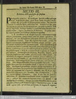 Sectio III. Exhibens dicti analysin & sensum