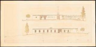 Landhaus, Nyon (Haus Schwebes, zahlreiche Varianten): Seiten-Ansichten (Variante mit Flachdach)