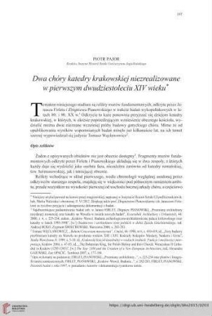 77: Dwa chóry katedry krakowskiej niezrealizowane w pierwszym dwudziestoleciu XIV wieku*