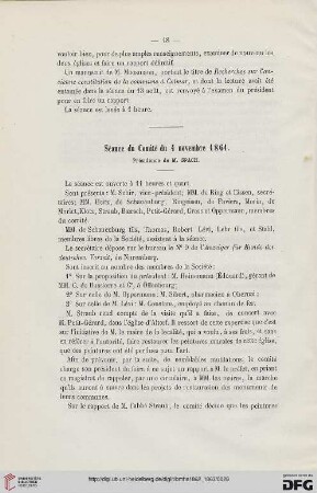 Séance du Comité du 4 novembre 1861