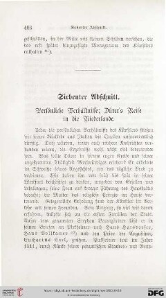 Siebenter Abschnitt. Persönliche Verhältnisse; Dürer´s Reise in die Niederlande