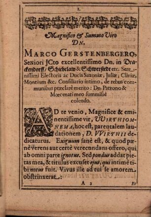 Parentatio memoriae Reverendi ac Magnifici Viri Dn. Michaelis Wirthii I. U. D. ... 1611 pie defuncti : [Unacum epicediis]