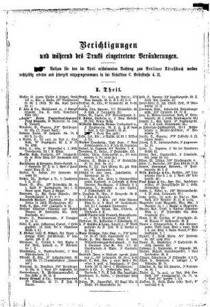 Berichtigungen und währende des Drucks eingetretene Veränderungen