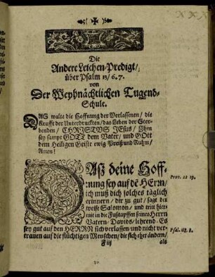 Die Andere Leichen-Predigt/ über Psalm 13/ 6.7. [...]